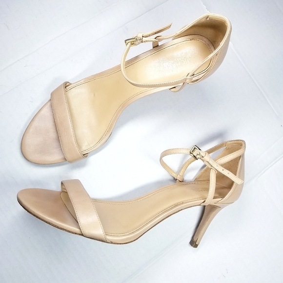🌸 Michael Kors | Simone Nude Strap Leather Heels 11 - Picture 2 of 8